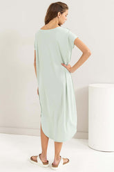Mint Green Short Sleeve High-Low Slit Midi Dress, Dresses, $ 35.00, A Moment Of Now™